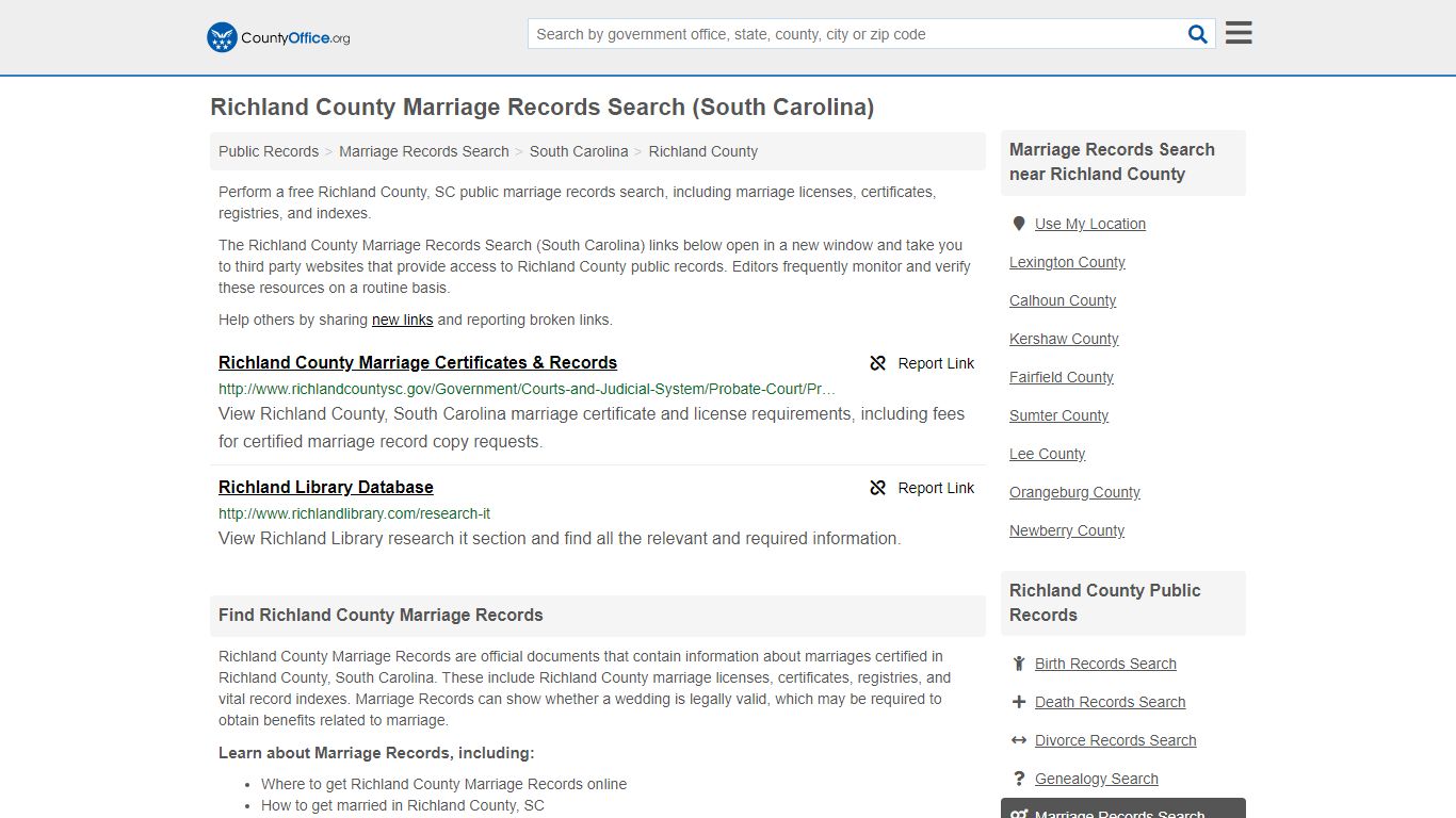 Marriage Records Search - Richland County, SC (Marriage ...