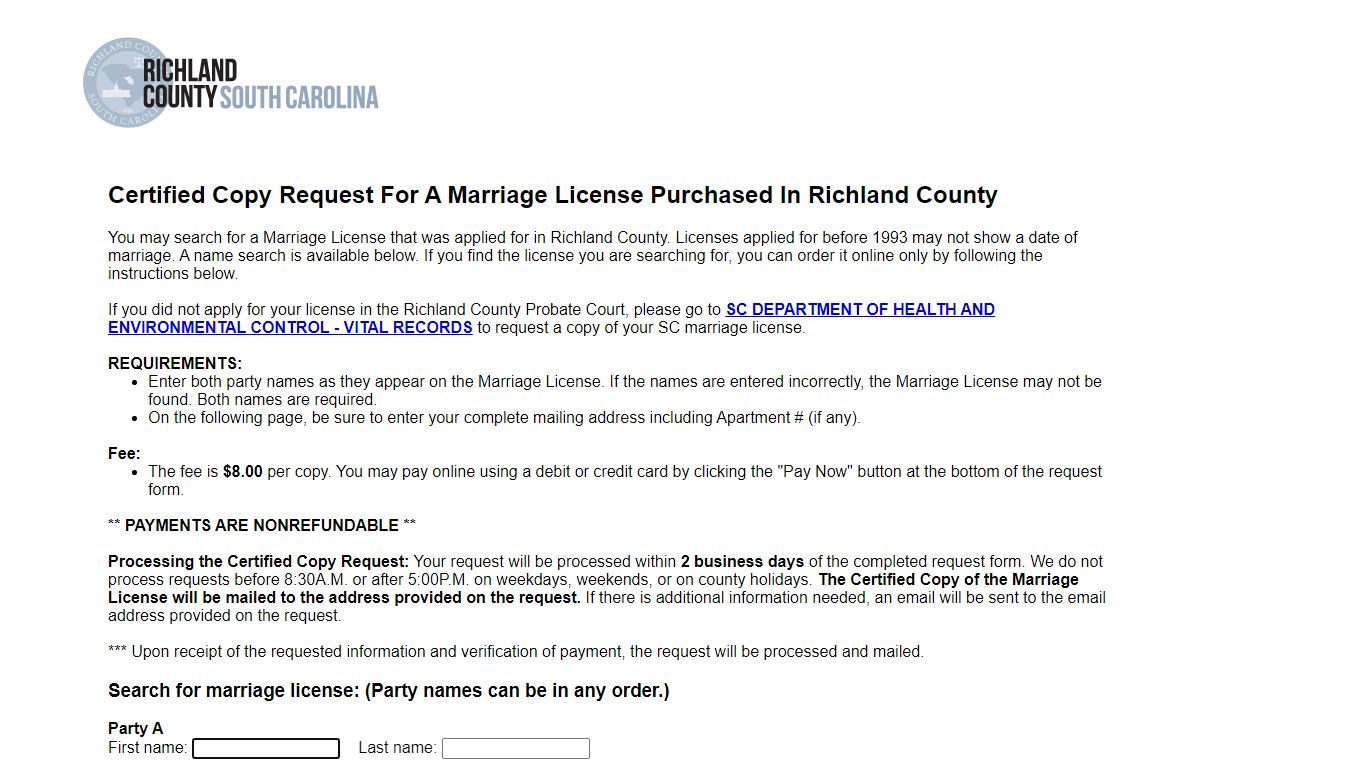 Marriage License Application